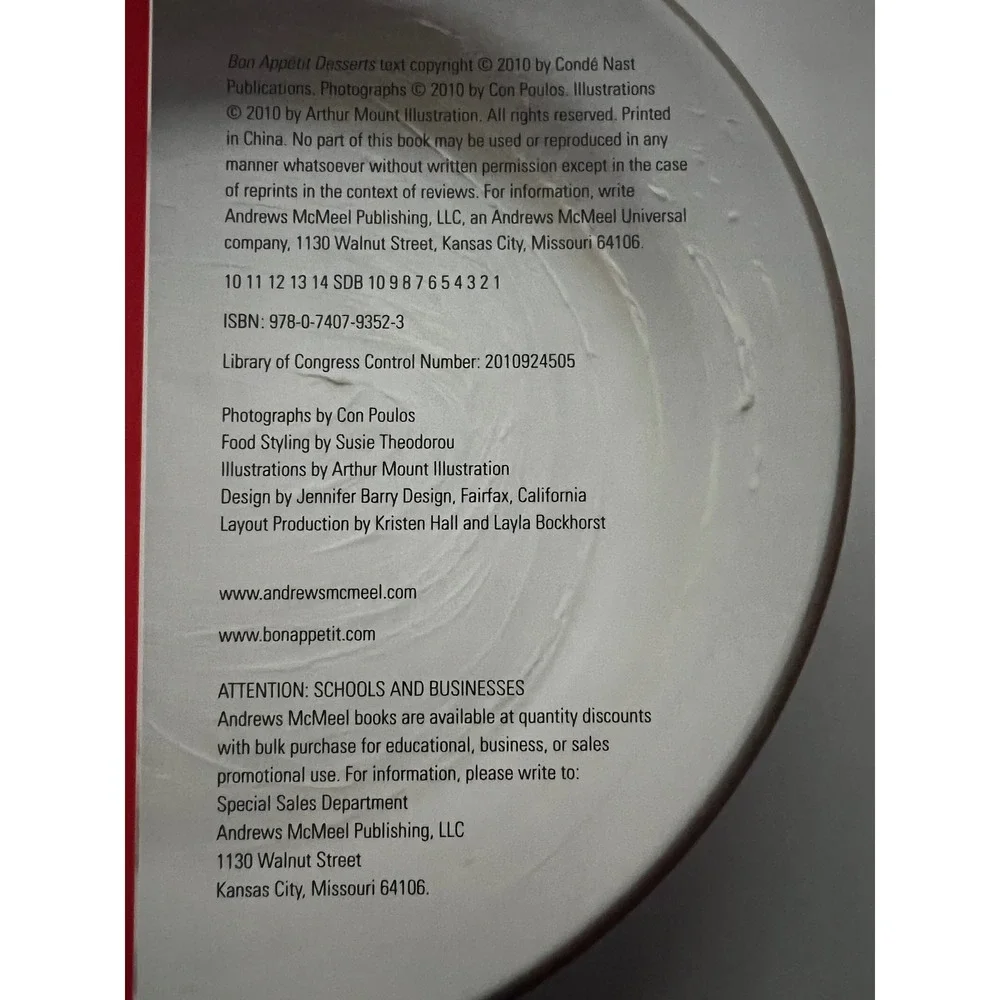 Bon Appetit‎ Desserts Cookbook Barbara Fairchild Sweet Wonderful Recipes 2010